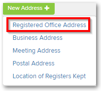 Address type list with Registered Office Address option